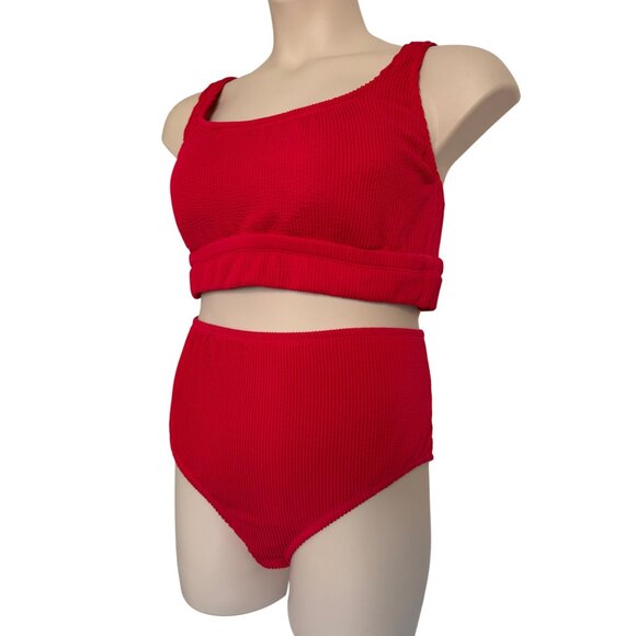 Kona Sol Ribbed 2 Piece Swimsuit Size 1X Pink 17/18 Padded NWT Adjustable Strap - Picture 11 of 14